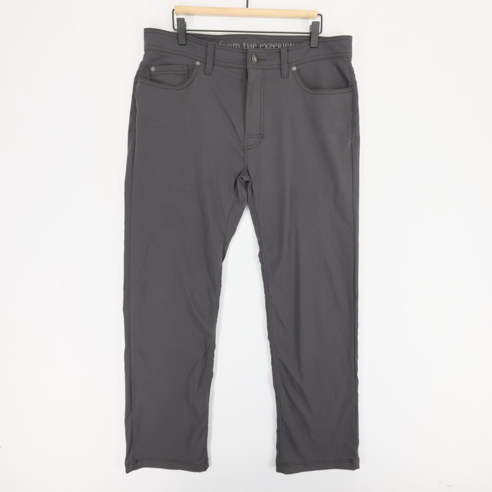 Prana Brion Pants Mens 36 Gray Slim Fit Stretch Zion Hiking Outdoor Casual